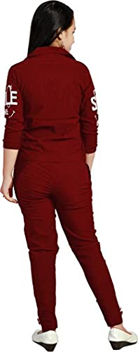 Image of Girls' Cotton Lycra 2 PCs Maxi Dress (Maroon)
