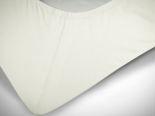 npluseins klassisches Jersey Spannbetttuch - erhältlich in 34 modernen Farben und 6 verschiedenen Größen - 100% Baumwolle, 140-160 x 200 cm, naturweiß - Image 7