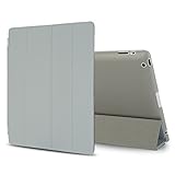 Besdata Magnetic Smart Cover & Translucent Back Case with Screen Protector, Cleaning Cloth and  Stylus for Apple iPad 2 / iPad 3 - Grey