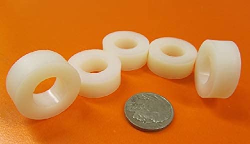 Natural Nylon Spacer Unthreaded 1/2" Screw Size x 1.00" OD x .505" ID x .250" Length 50 Pcs