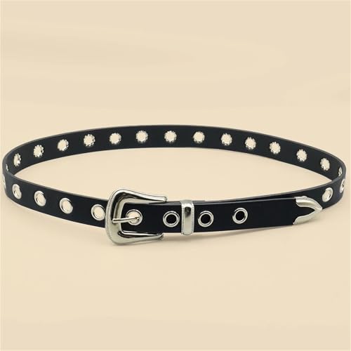 Classic Pu Material Black Belt Retro Hollow Women's Belt Punk Y2K Style Versatile Casual Decoration4