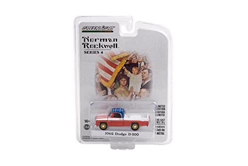 Camioneta Dodge D-200 Pickup Truck 1962 Rojo/Blanco - Modelo a Escala 1:64 Greenlight 54060C miniatura 3