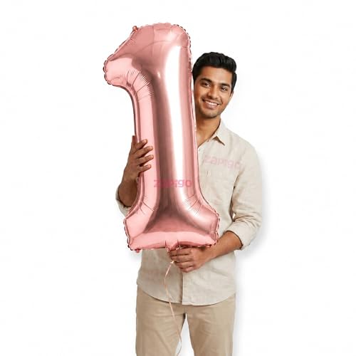 Image of Balloonistics Rose Gold 40-Inch Foil Number 1 Balloon - Helium or Air Fill for 1st Birthday, Anniversary Party Decoration, Photo Booth Backdrop, Cake Table Decor