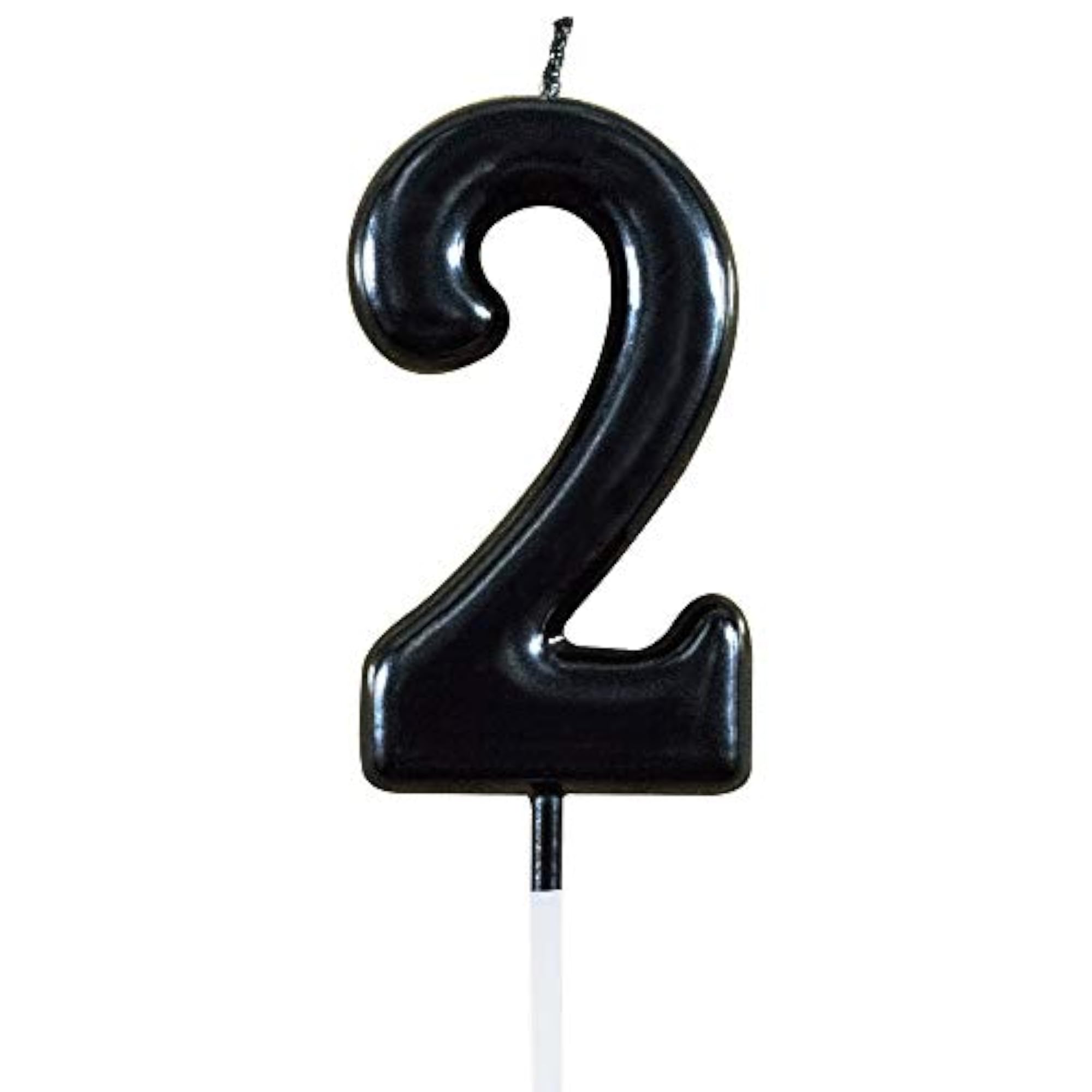 Black Number 2 Birthday Candles for Cake Decoration