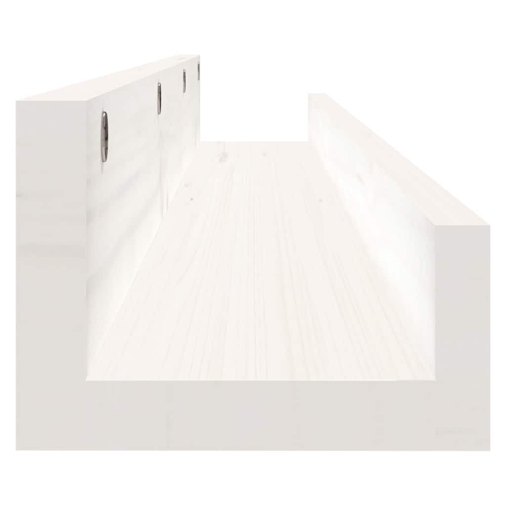Regał ścienny, 2 sztuki, białe, lite drewno sosnowe, 110 x 12 x 9 cm, regał wiszący, półka ścienna do salonu, sypialni, kuchni, biura, przechowywania, dekoracja, oszczędność miejsca