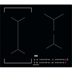 AEG 6000 Series Induction Hob, IKX64441CB, 4 Cooking Zones 60cm, Flexible Bridge Zones, Hob2Hood, Built-In Hob Timer, Key-lock, Assisted Cooking Sensors, 3 Step Residual Heat, 44x560x490mm, Black