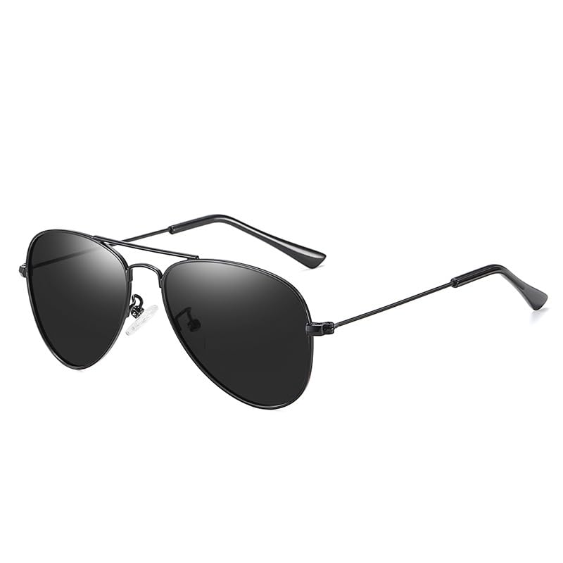Premium Aviator Black Metal Frame Sunglasses with Black Glass Lens for Men and Women | Full Rim | UV Protection Goggles-image-29