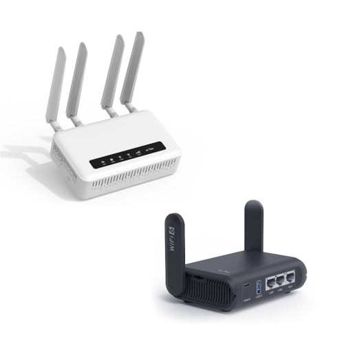 Image of GL.iNet GL-X2000(Spitz Plus) Cellular Gateway 4G LTE Router for Home, RV, Road Trips, Offices & GL-AXT1800(Slate AX) Portable Gigabit Travel Router