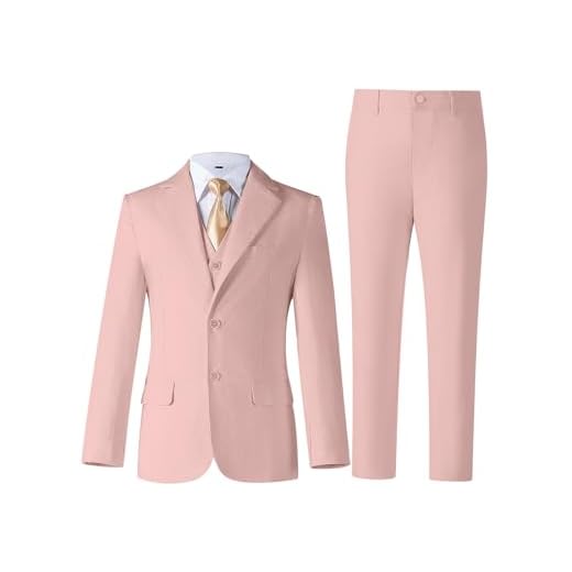 SISAVE Meninos Terno Masculino Slim De Linho Rosa, Tamanho 10, Smoking Para Casamento, Conjunto 3 Peças, Colete Formal, Calça, Roupa Porta-Alianças, Roupas Natal