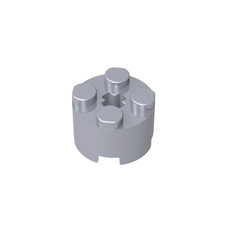 Gobricks 6143 Round Brick Brick Round 2x2 with Axle Hole 50 Pieces GDS-607 Compatible with Lego Building Blocks Color:Flat Silver — image 1