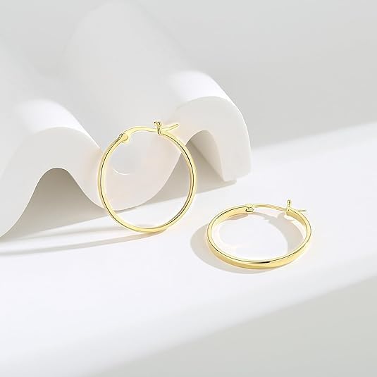 Gold Hoop Earrings for Women 14K Gold Earrings Lightweight Classic Square Tube Earrings Womens 20 mm/30mm/40 mm3
