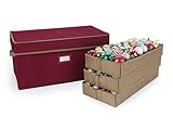 Covermates - Holiday Adjustable Ornament Storage Box - Holds 54 to 96 Ornaments - 3 Year Warranty - Red
