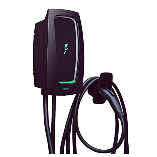 Electrify America Electric Vehicle (EV) Charger, Level 2, WiFi Enabled, 16 to 40 Amp, 240V, UL Listed, Energy Star, Indoor / Outdoor, 24-Foot Cable, NEMA Plug, Remote Access, App Control
