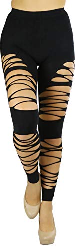 Image of ToBeInStyle Women's Slashed Ripped Shredded Distressed Hosiery Tights Leggings Music Festival