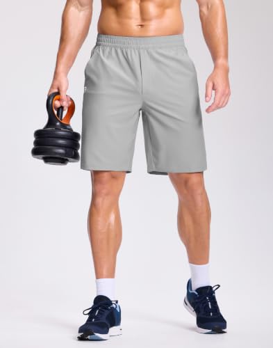 Image of GGJ Men's Lightweight Athletic Shorts with 2 Zipper Pockets 7 inch /9 inch /5 inch Gym Workout Running Quick Dry Tennis Shorts for Men