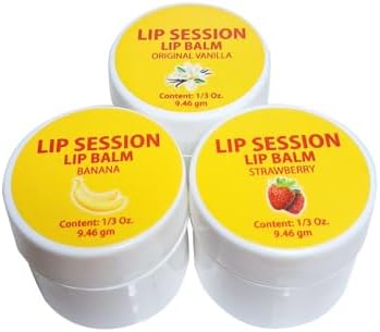 Lip Session Lip Balm Assorted Flavors 3 Pack of Jars .33 Oz. - Vanilla Original, Strawberry & Banana with Vitamin E & Cocoa Butter - Soothes Dry, Cracked, or Chapped Lips image 5