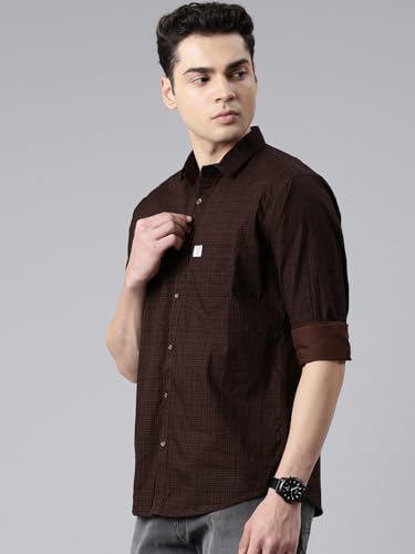 Image of Majestic Man Men's Comfort Slim Fit Pure Cotton Opaque Checked Casual Shirt
