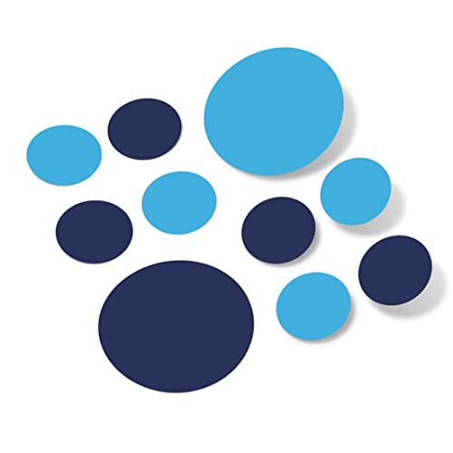 Set of 30 - Navy Blue / Ice Blue Circles Polka Dots Vinyl Wall Graphic Decals Stickers by Decal Venue
