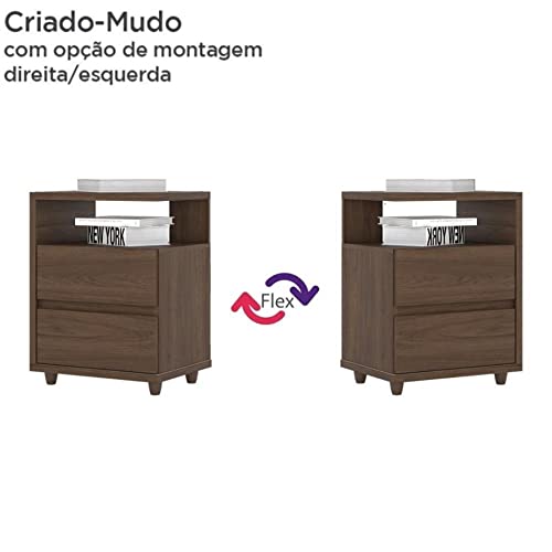 Mesa de Cabeceira 2 Gavetas Lacy Henn Castanho Hp
