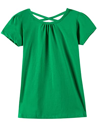 Image of Noomelfish Girls Criss Cross Back T-Shirts Short Puff Sleeve Tee Tops (5-12 Years)