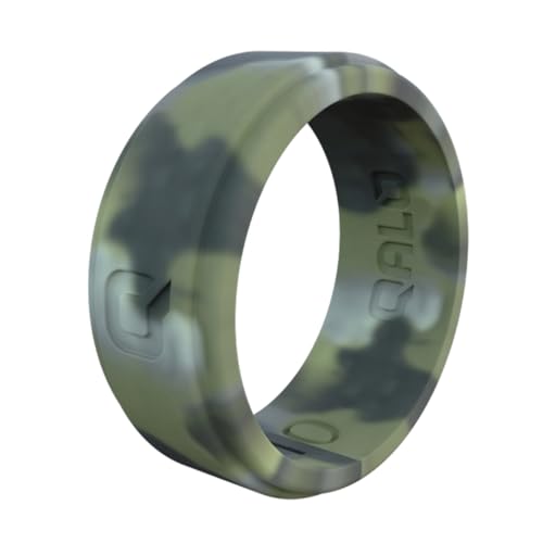 QALO Men's Silicone Ring, Camo (Size 13) - Step Edge Q2X - Mens Wedding Bands - Breathable & Durable Silicone Rings for Men - Thick Rubber Engagement Rings for Him - 9mm x 2mm