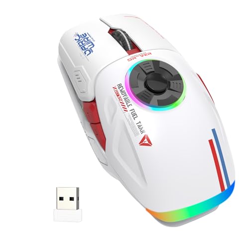 Image of Schkner RGB Wireless Gaming Mouse with 4 Adjustable DPI to 4800, Bluetooth and 2.4G Rechargeable Wireless Mouse with Side Buttons, Ergonomic Gamer Mice for PC, Laptop, Mac, Computer, White
