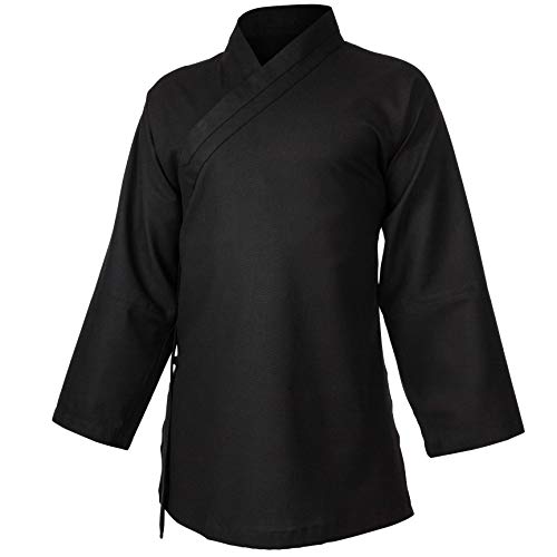 wu designs Lino (medio) Kung Fu & Tai Chi Camiseta de cuello diagonal de manga larga - Traje Taiji, azul oscuro, Körpergröße: 175cm Cover