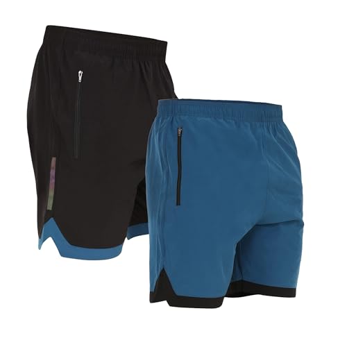 NINQ Men’s 2‑Pack Polyester Yoga Shorts – Summer Running & Gym Shorts with Pockets, 60% Off