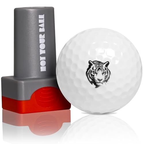QUBI Golf Ball Stamp, Golf Ball Stamper, Self-Inking Golf Ball Stamp Marker to Identify Golf Balls, Golf Gift Golf Accessories for Men and Women Golfers (Tiger)