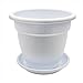 CABLEPELADO Macetero rendondo 35 cm + Plato macetero de plastico Blanco