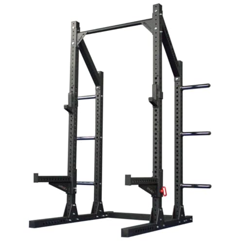 Gronk Fitness Commercial Half Rack Power Rack | Supports Up To 1000 lbs | Includes J-Hooks and Spotter Arms | Perfect for Squat, Bench, Deadlift, and More | Extended Base for Stability