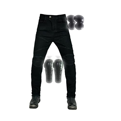 Pantalones De Moto Anti-caida Vaqueros De Ciclismo Armour Armadura Mejorada, Desmontable Equipo De Ciclismo for Hombres, Mujeres Y Jóvenes (Color : Black upgrade, Size : S) Cover
