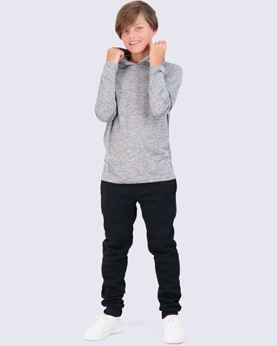 Real Essentials 3 Pack: Dry-Fit Youth Boys Teen Active Long Sleeve Hoodie Sweatshirts - Hooded Pullover Shirts4