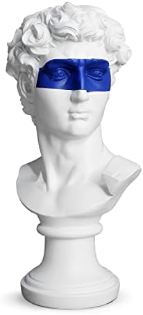 Acrodi 15.4 Inch Greek White Mask David Man Statue Classic Resin Roman Sculpture Gypsum Statue Figurine Crafts Home Décor