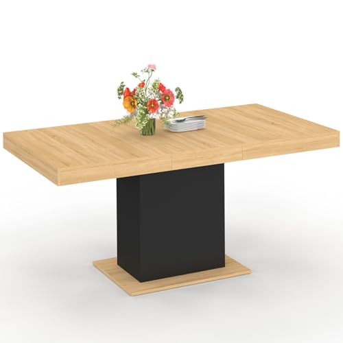IDMarket - Table à Manger Extensible Rectangle Eden 4-6 Personnes Bois et Noir 120-160 cm
