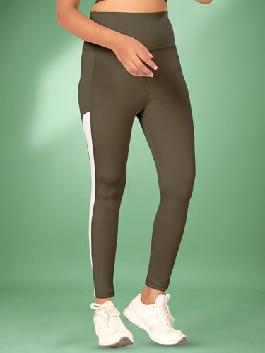Image of Women's Polyester Blend Yoga Pants with High Rise Waist Stretch Fit Design Side Patti Slim Fit Style and Standard Length | Workout Track Pants | Joggers for GymRunning | Sports Top