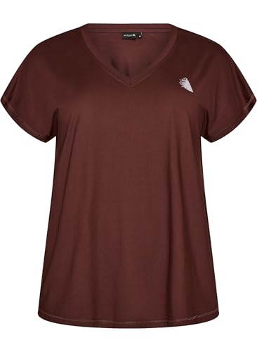 Zizzi Active by Große Größen Damen T-Shirt mit V-Ausschnitt Gr Gr L Puce - Plus Size Damen Kleidung
