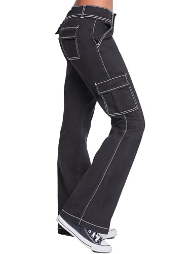 YMI Jeans Women's 2 Button Low Rise Cargo Flare Pants2