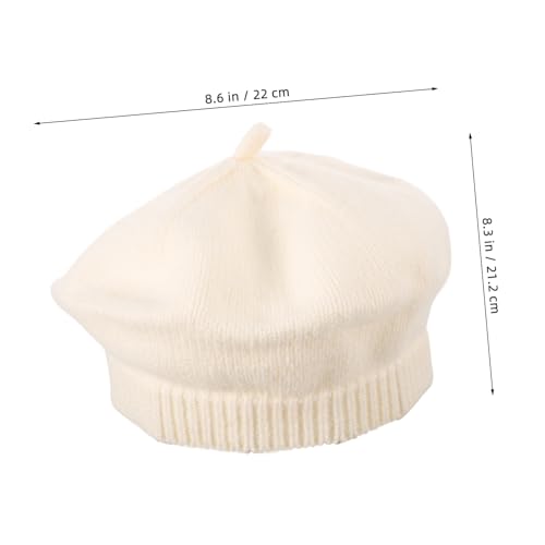 FRCOLOR Boy Girl Knitted Beret Hat Stylish Hair Accessory for All Seasons Warm and Comfortable Cap for Boys and Circumference Beige2