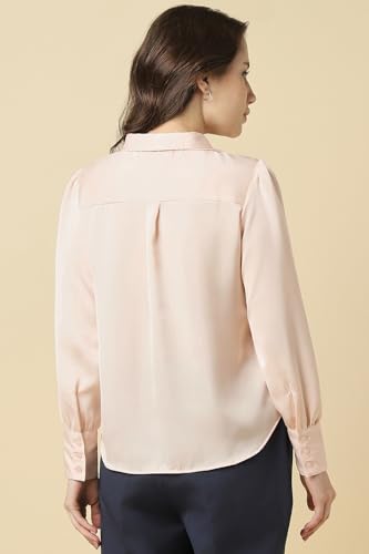 Image of Allen Solly Women's Solid Tie-Up Shirt | Knot-Front Detail | Regular Fit | Soft Breathable Fabric | Smart Casual Wear