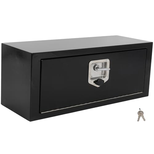 AINTIER Black Iron Underbody Truck Box 27.75"X10.5"X10" inch Contractor Tool Box Truck Bed Tool Box Storage Organizer