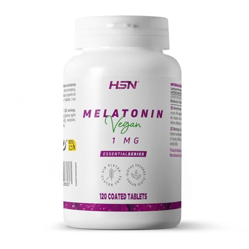 HSN Melatonina 1mg | 120 Tabletas de Acción Rápida | La Melatonina contribuye a disminuir el tiempo necesario para conciliar el Sueño + Aliviar Jet Lag | No-GMO, Vegano, Sin Gluten