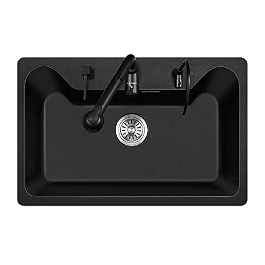 Kvarts Sten Handfat Enkel Handfat Diskbänk Grönsak Handfat Hushålls Diskbänk Diskmedel Stort Handfat Paket (Color : Black, Size : B)
