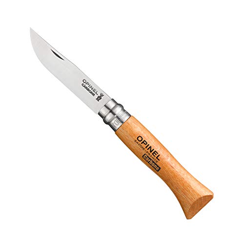 OPINEL - N°06 Carbone - Couteau Pliant de Poche OPINEL Carbone - Couteau de Poche Lame en Acier - Lame Acier 7 cm et Manche en Bois de Hêtre