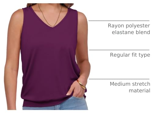 Image of ANRABESS Women Tank Tops Summer V Neck Sleeveless Casual Loose Fit Cute Cami Basic T Shirts Solid Tees 2026 Trendy Outfits