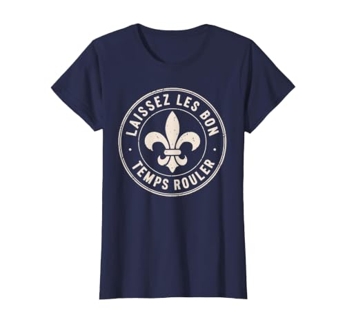 Laissez les Bon Temps Rouler Mardi gras Fleur de lis T-Shirt, Women, Navy Blue, 3X-Large