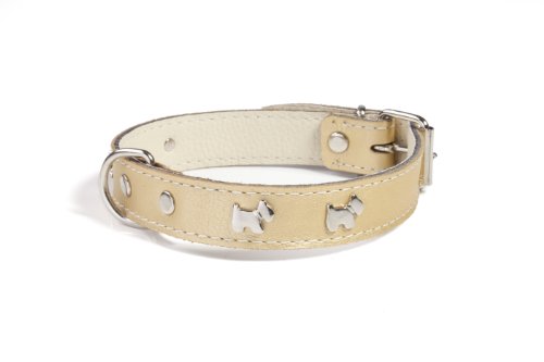 Doggy Things - Collar de Piel Hecha a Mano, 70 cm, Color Dorado