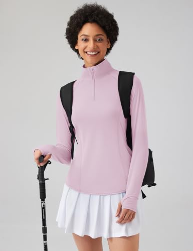 Image of LOMON Women Long Sleeve Shirts Sun Protection 1 /4 Zip Summer Quick Dry Hiking Shirts Quarter Zip Pullover for Women