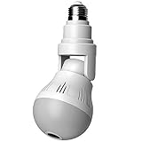 YUN Clock VR Bombilla Cámara IP WiFi, Cámara de Vigilancia WiFi 360°, Interfaz E27, 1080P Cámara Espía IP con Audio Bidireccional, Visión Nocturna, Detección de Movimiento Alarmas para Casa,A