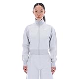 Reebok Apparel Women's Brooklyn Cropped Bomber Jacket, Silver Marl, Size M